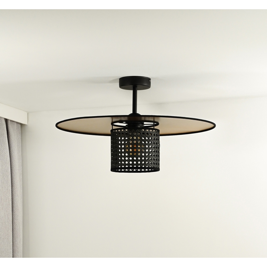 Duolla - Tvirtinamas sietynas TOKYO RATTAN 1xE27/15W/230V diametras 50 cm auksas/juoda