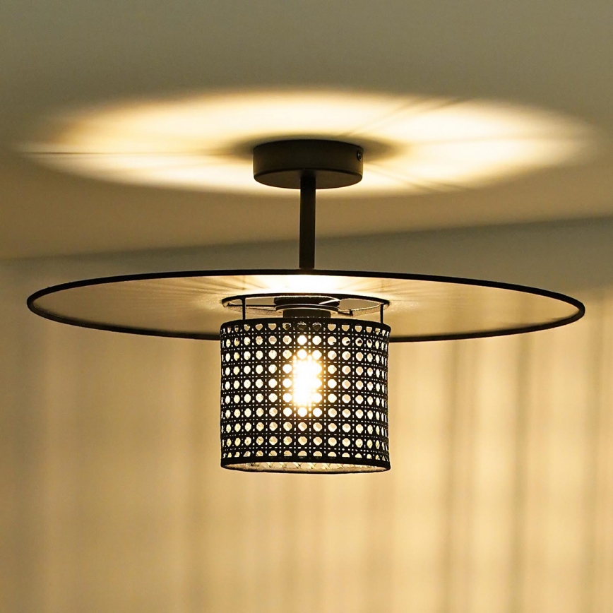 Duolla - Tvirtinamas sietynas TOKYO RATTAN 1xE27/15W/230V diametras 50 cm juoda/sidabras