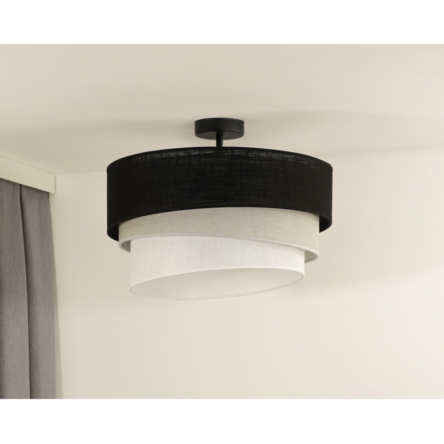 Duolla - Tvirtinamas sietynas TRIO 1xE27/15W/230V diametras 45 cm juoda/pilka/balta