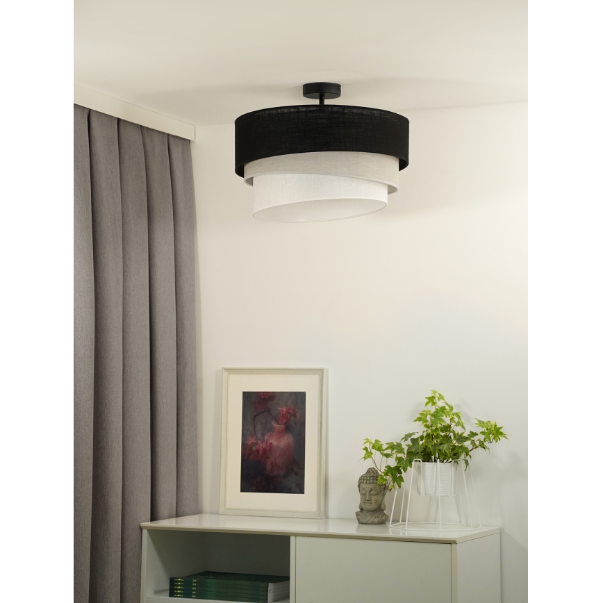 Duolla - Tvirtinamas sietynas TRIO 1xE27/15W/230V diametras 45 cm juoda/pilka/balta