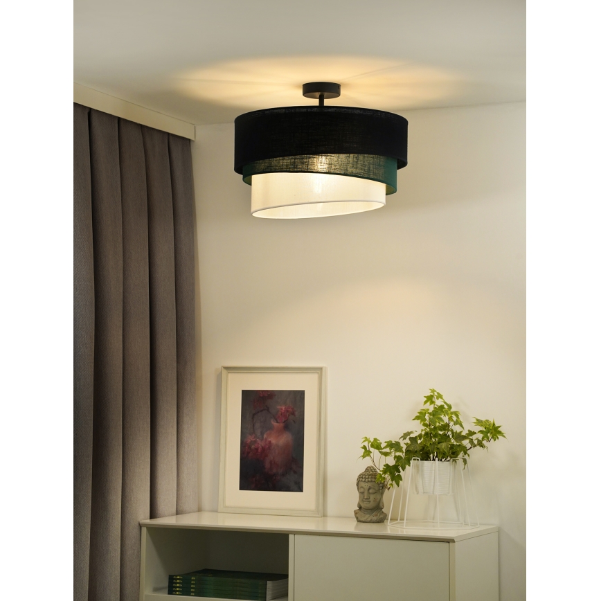 Duolla - Tvirtinamas sietynas TRIO 1xE27/15W/230V diametras 45 cm juoda/žalia/balta