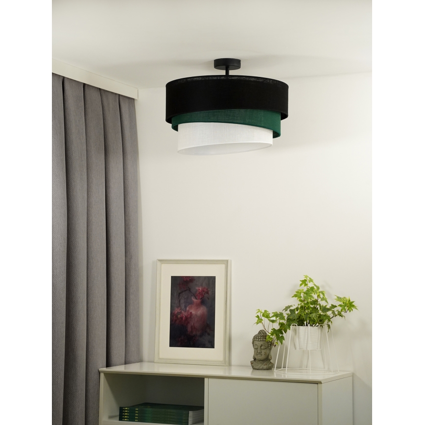 Duolla - Tvirtinamas sietynas TRIO 1xE27/15W/230V diametras 45 cm juoda/žalia/balta