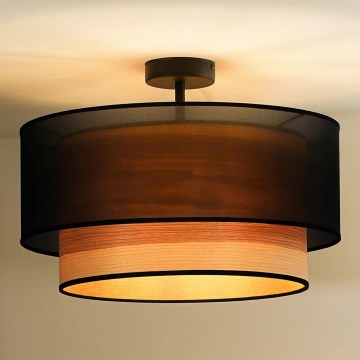 Duolla - Tvirtinamas sietynas WOOD BOHO 1xE27/15W/230V diametras 45 cm juoda/smėlio spalva