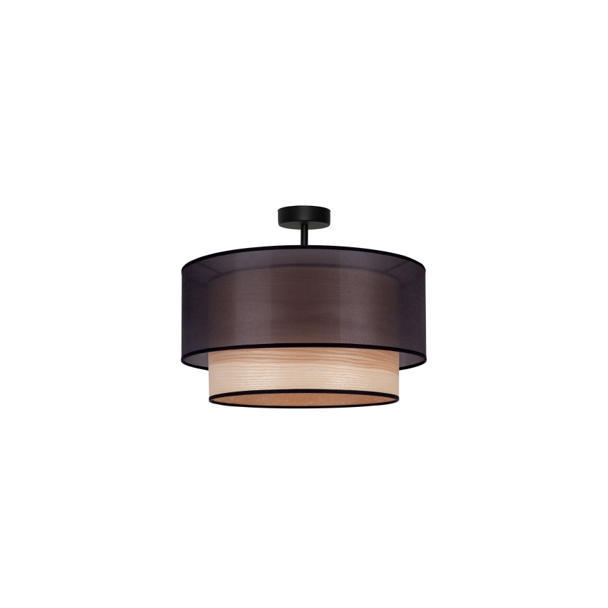 Duolla - Tvirtinamas sietynas WOOD BOHO 1xE27/15W/230V diametras 45 cm juoda/smėlio spalva