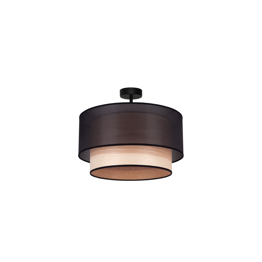 Duolla - Tvirtinamas sietynas WOOD BOHO 1xE27/15W/230V diametras 45 cm juoda/smėlio spalva