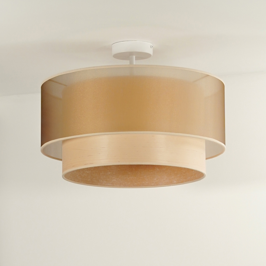 Duolla - Tvirtinamas sietynas WOOD BOHO 1xE27/15W/230V diametras 45 cm varis/smėlio spalva