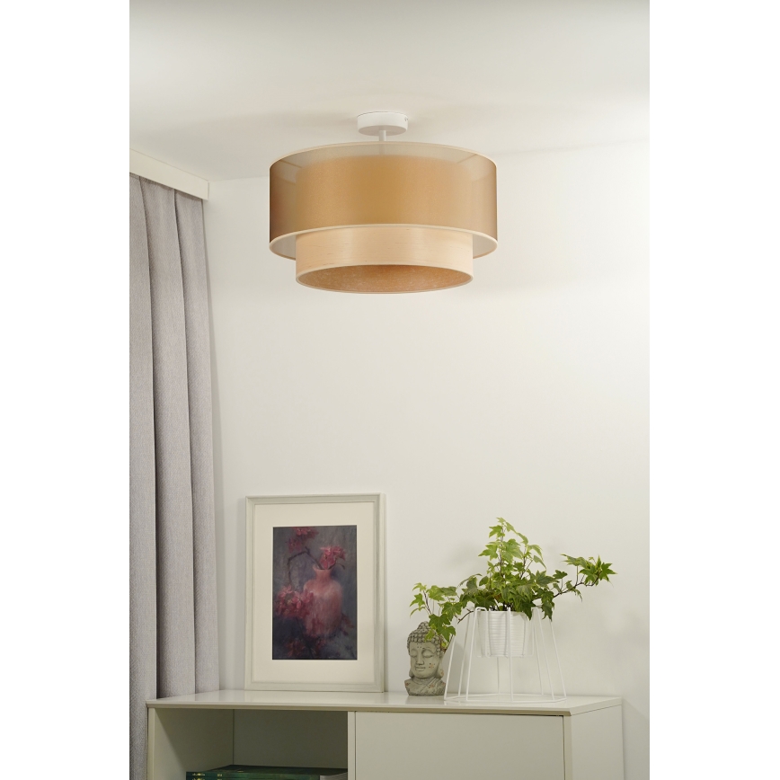 Duolla - Tvirtinamas sietynas WOOD BOHO 1xE27/15W/230V diametras 45 cm varis/smėlio spalva