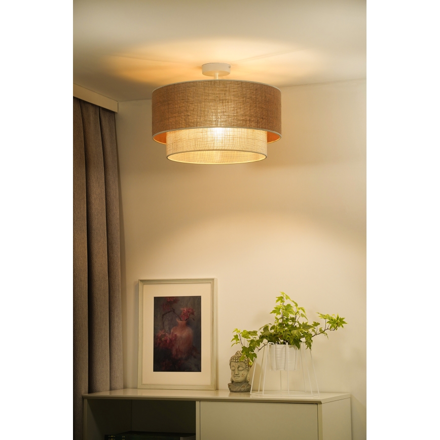 Duolla - Tvirtinamas sietynas YUTE BOHO 3xE27/15W/230V diametras 60 cm ruda/kreminė
