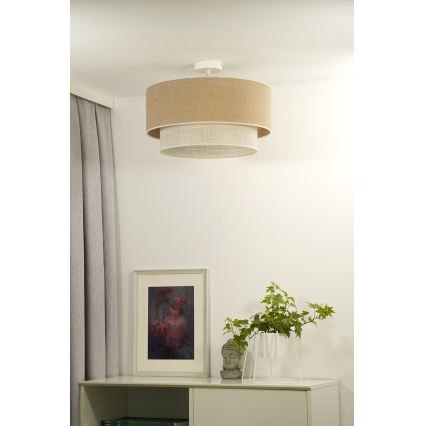 Duolla - Tvirtinamas sietynas YUTE BOHO 3xE27/15W/230V diametras 60 cm ruda/kreminė