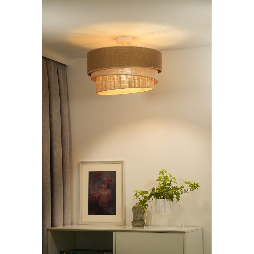 Duolla - Tvirtinamas sietynas YUTE TRIO 3xE27/15W/230V diametras 60 cm ruda/pilka/smėlio spalva