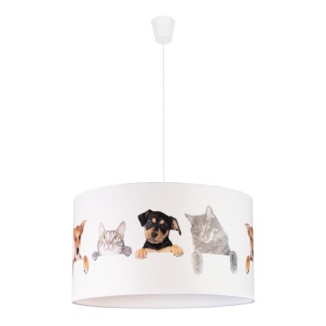 Duolla - Vaikiškas pakabinamas sietynas PRINT M 1xE27/40W/230V diametras 35 cm gyvūnai