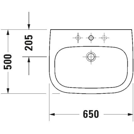 Duravit 23106500002 - Pakabinamas praustuvas D-CODE 65x50 cm keramika/blizgi balta