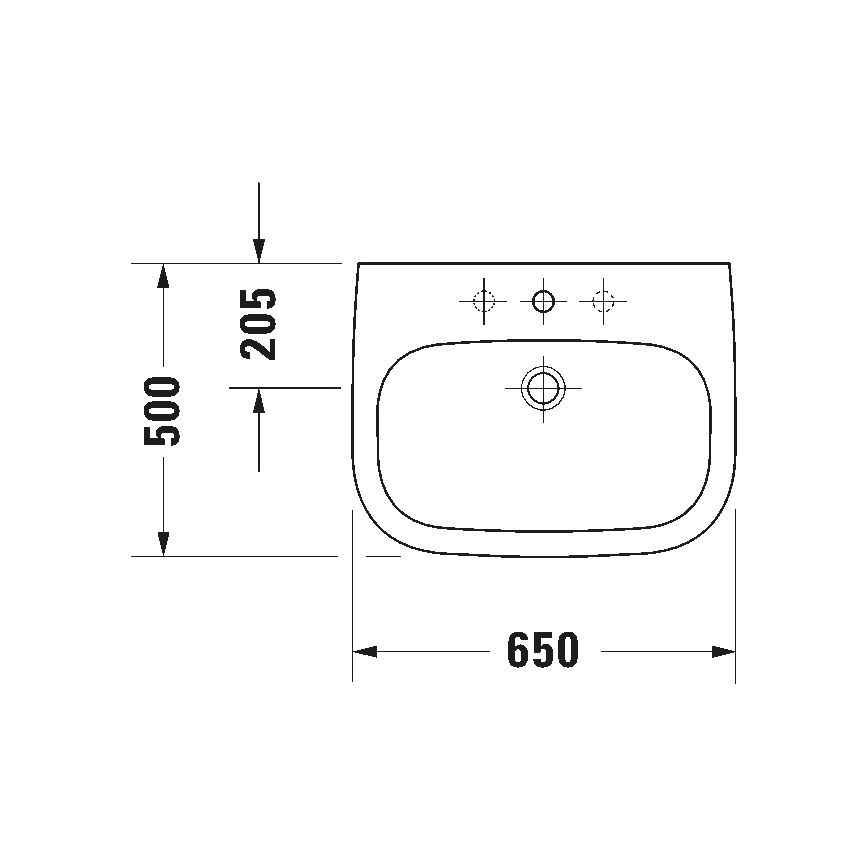 Duravit 23106500002 - Pakabinamas praustuvas D-CODE 65x50 cm keramika/blizgi balta