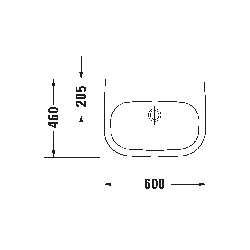 Duravit 23116000702 - Pakabinamas praustuvas D-CODE 60x46 cm keramika/blizgi balta