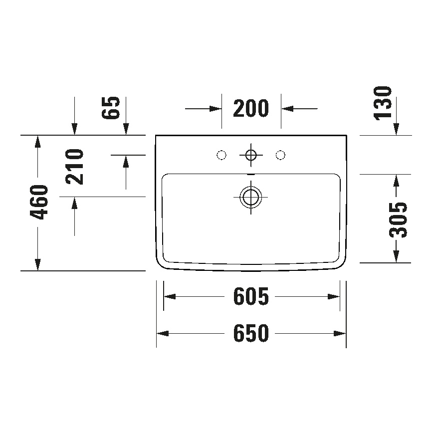 Duravit 23756500002 - Pakabinamas praustuvas D-NEO 65x46 cm keramika/blizgi balta