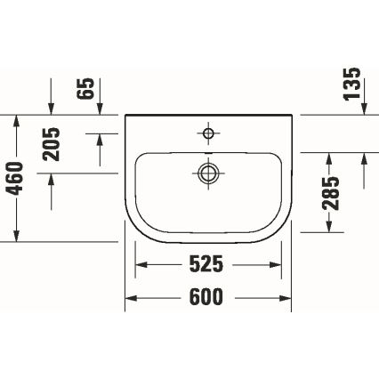 Duravit 23986000002 - Kabinamasis praustuvas D-CODE 60x46 cm keramika/blizgi balta