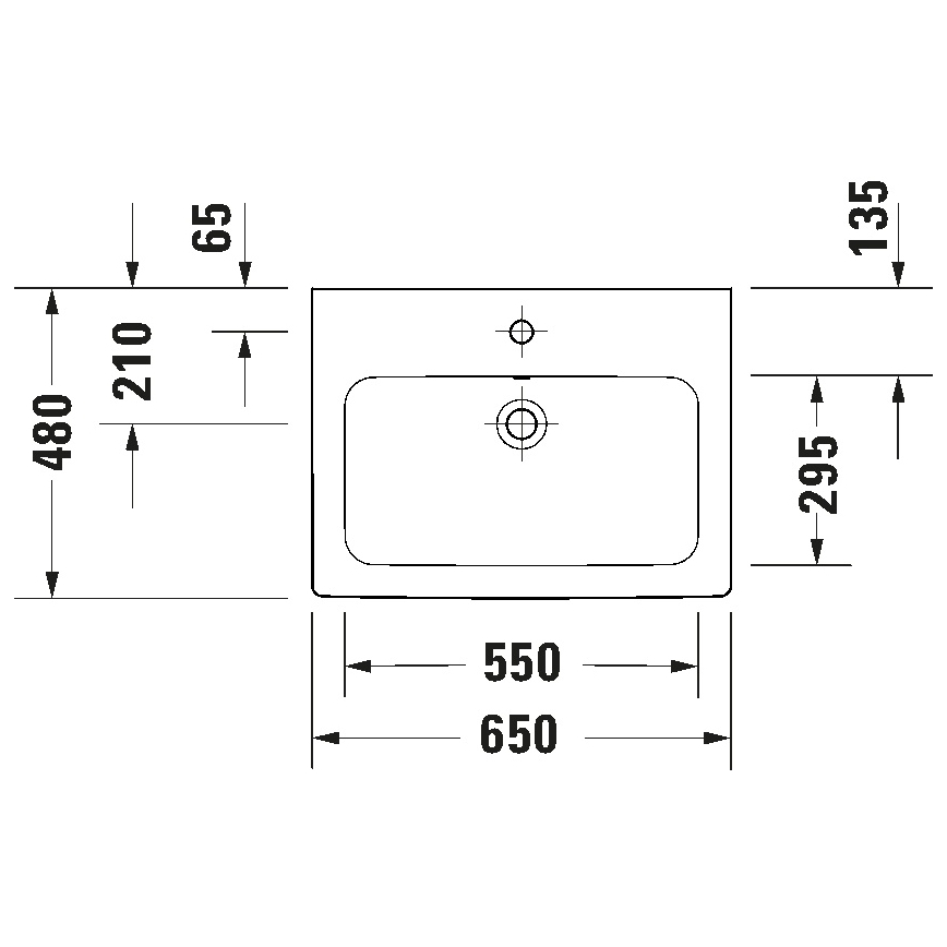 Duravit 23996500002 - Pakabinamas praustuvas D-CODE 65x48 cm keramika/blizgi balta