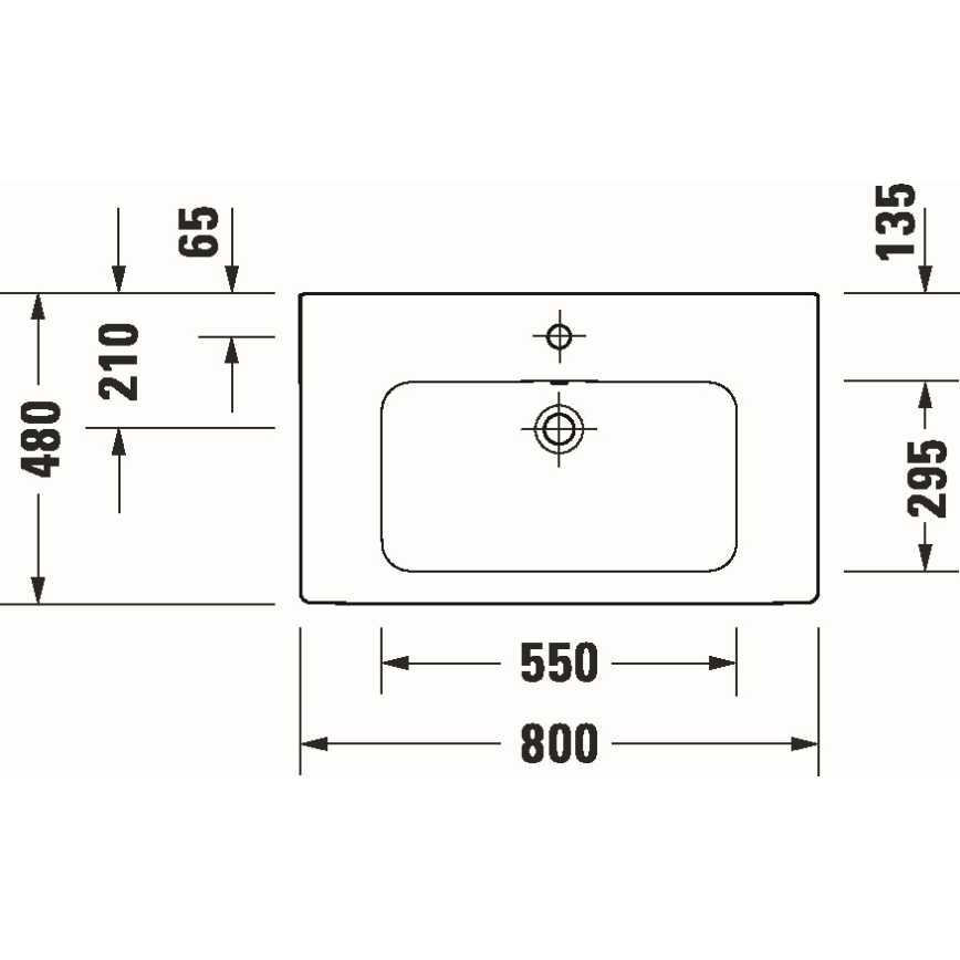 Duravit 23998000002 - Pakabinamas praustuvas D-CODE 80x48 cm keramika/blizgi balta