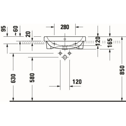 Duravit 24035500002 - Įleidžiamas praustuvas D-CODE 55x45,5 cm keramika/blizgi balta