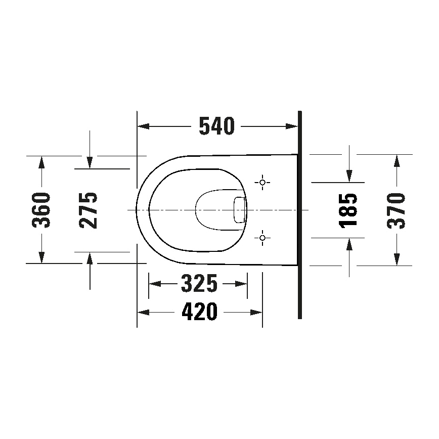 Duravit 29030900212 - Pakabinamas WC be bortelio D-CODE keramika/blizgi balta