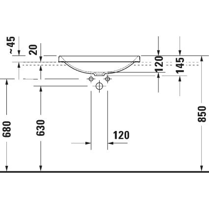Duravit 358600079 - Įleidžiamas praustuvas D-NEO 60x44 cm keramika/blizgi balta