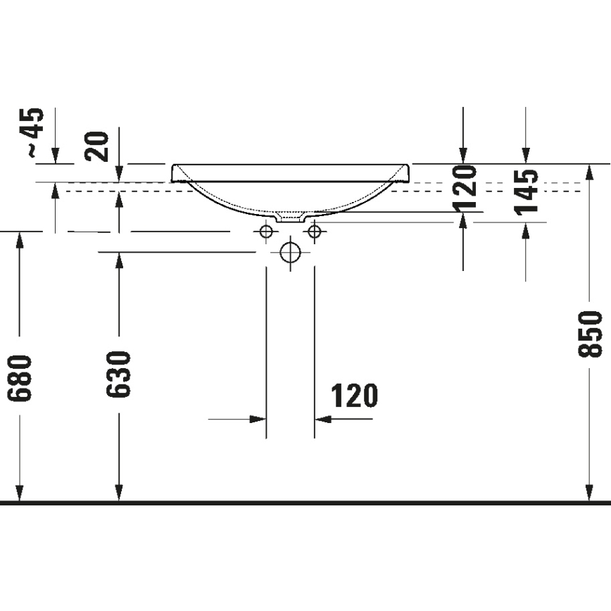 Duravit 358600079 - Įleidžiamas praustuvas D-NEO 60x44 cm keramika/blizgi balta