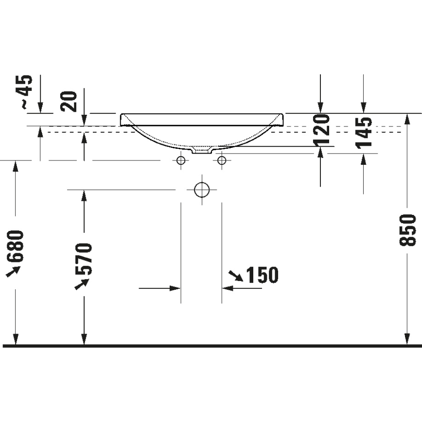 Duravit 358600079 - Įleidžiamas praustuvas D-NEO 60x44 cm keramika/blizgi balta