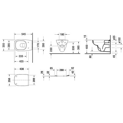 Duravit 45350900A1 - Pakabinamas klozetas su SoftClose sėdyne D-CODE keramika/blizgi balta