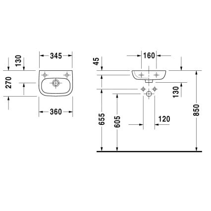 Duravit 7053600092 - Pakabinamas praustuvas D-CODE 36x27 cm keramika/blizgi balta