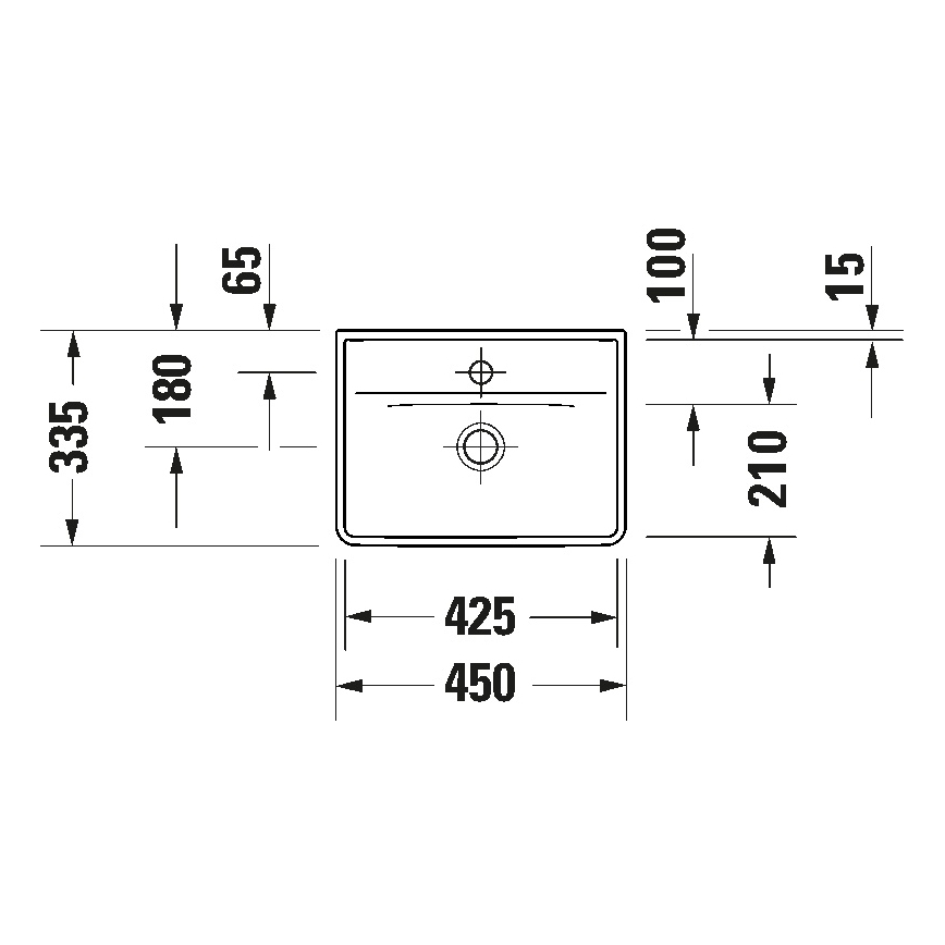 Duravit 738450041 - Pakabinamas praustuvas D-NEO 45x33,5 cm keramika/blizgi balta