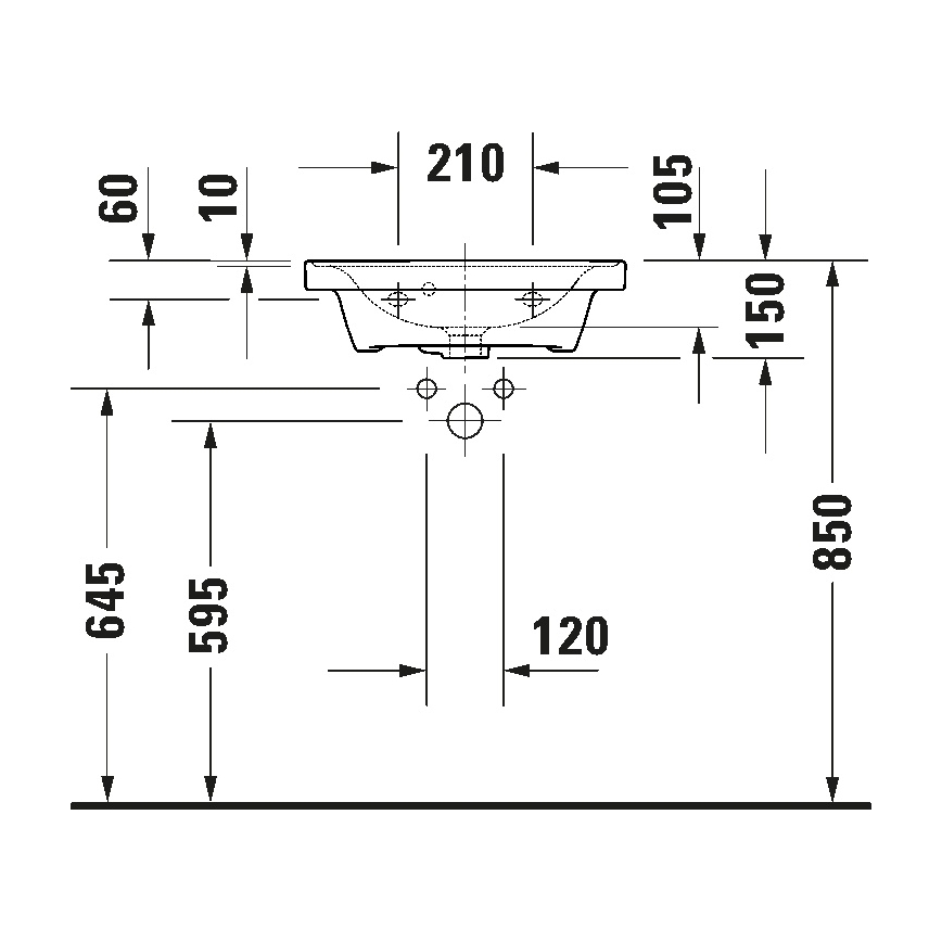 Duravit 742500060 - Pakabinamas praustuvas D-NEO 50x40 cm keramika/blizgi balta