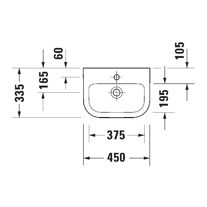 Duravit 7484500002 - Pakabinamas praustuvas D-CODE 45x33,5 cm keramika/blizgi balta