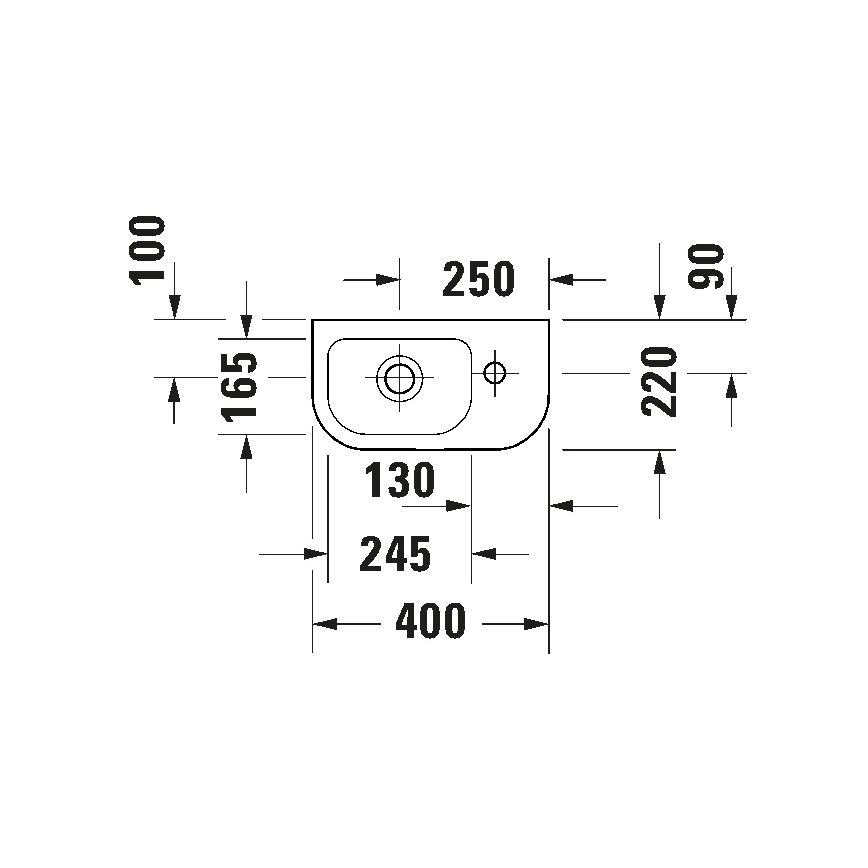 Duravit 7494000412 - Pakabinamas praustuvas D-CODE 40x22 cm keramika/blizgi balta
