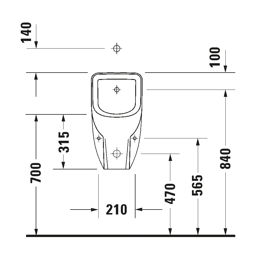Duravit 828300000 - Pisuaras be briaunos D-CODE, viršutinis įvadas, galinis nuotėkis, keramika/blizgi balta