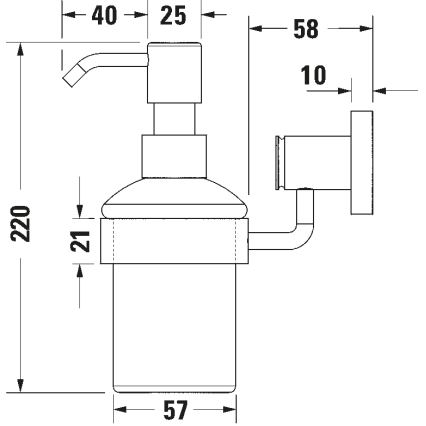Duravit 99161000 -Sieninis muilo dozatorius D-CODE 390 ml matinio stiklo/blizgaus chromo