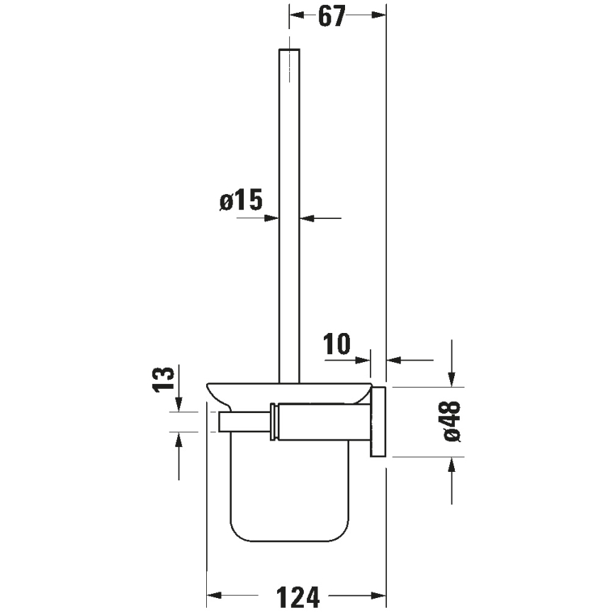 Duravit 99271000 - Sieninis WC šepetys D-CODE, blizgus chromas