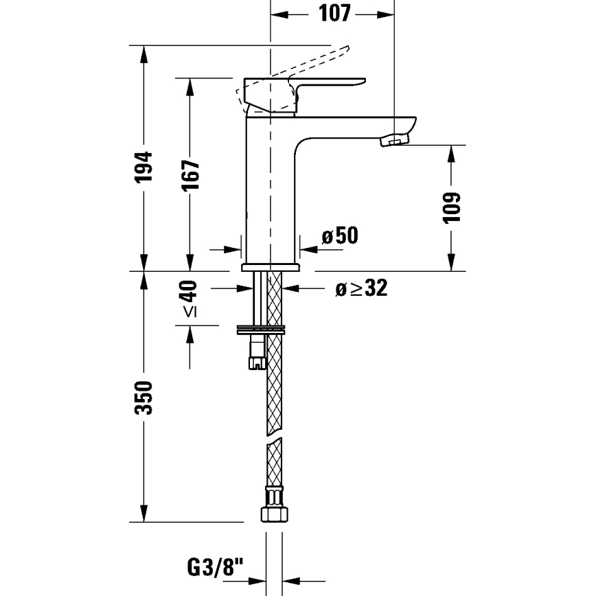 Duravit DC1023002010 - Praustuvo maišytuvas D-CODE, blizgus chromas