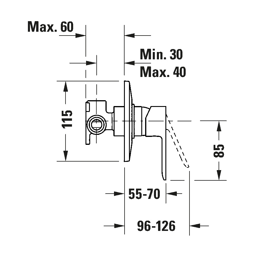 Duravit DC4210007046 - Dušo maišytuvas potinkinei montavimui D-CODE matinė juoda