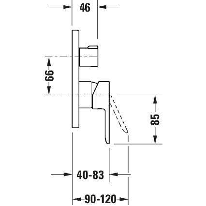 Duravit DC4210012046 - D-CODE įleidžiamas dušo maišytuvas, matinė juoda