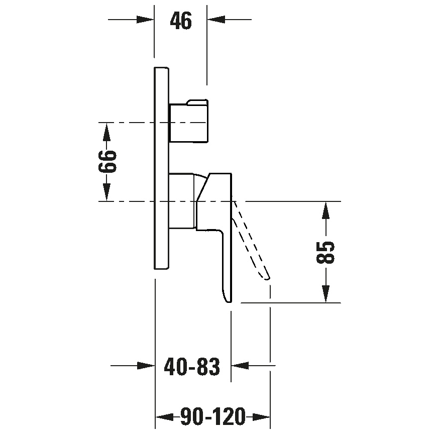 Duravit DC4210012046 - D-CODE įleidžiamas dušo maišytuvas, matinė juoda