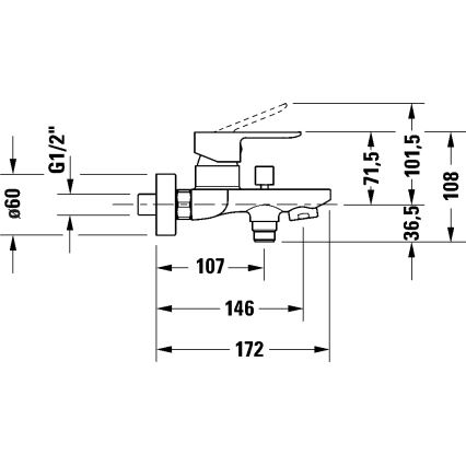 Duravit DC5230001010 - Vonios maišytuvas D-CODE blizgus chromas