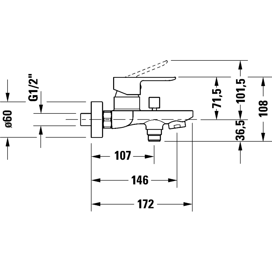 Duravit DC5230001046 - Vonios maišytuvas D-CODE matinė juoda