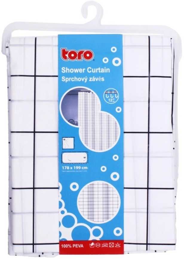 Dušo uždanga TORO EASY 178x199 cm balta/juoda