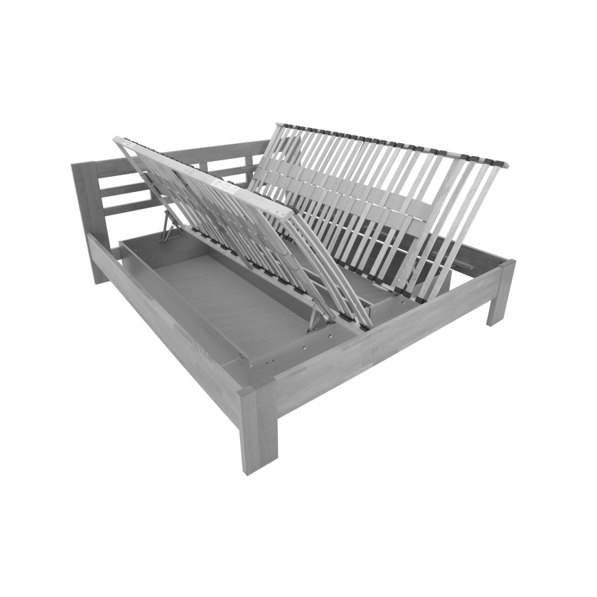 Dviejų asmenų lova iš masyvo su dideliu saugojimo vietu ANGELA 180x200 cm bukas