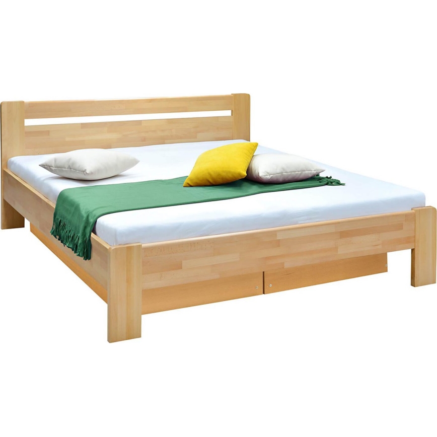 Dviejų lovų su rėmeliu ir saugojimo vieta iš masyvo AMARA 180x200 cm bukas