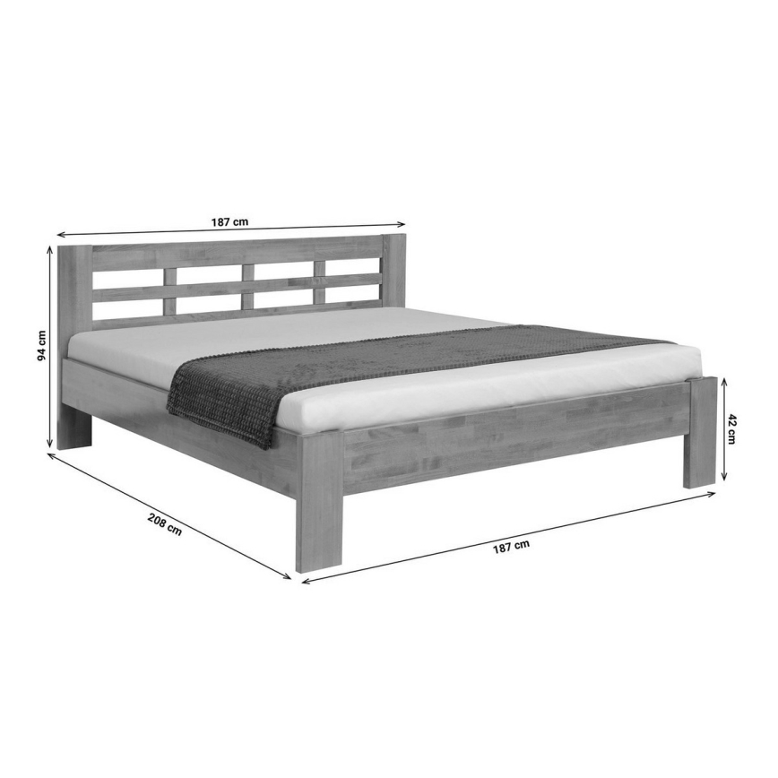 Dviejų miegamųjų lova iš masyvios medienos ANGELA 180x200 cm graikinis