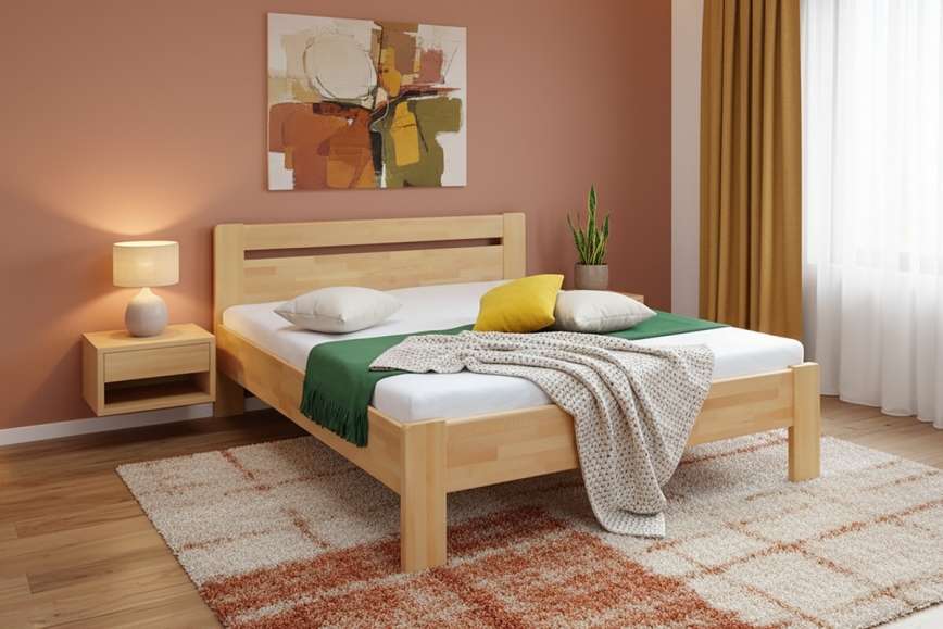 Dviejų miegamųjų lova iš masyvo AMARA 180x200 cm buka