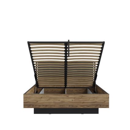 Dviejų vietų lova su patalpa daiktams OREN 160x200 cm ruda/juoda