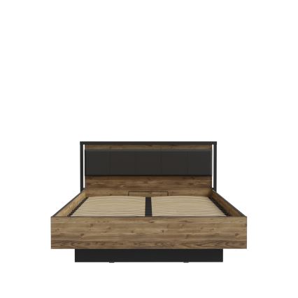 Dviejų vietų lova su patalpa daiktams OREN 160x200 cm ruda/juoda