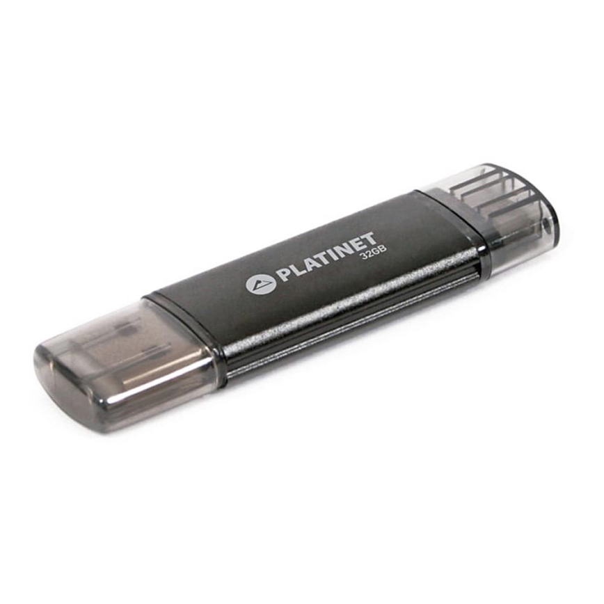 Dviguba USB laikmena + MicroUSB 32GB juoda